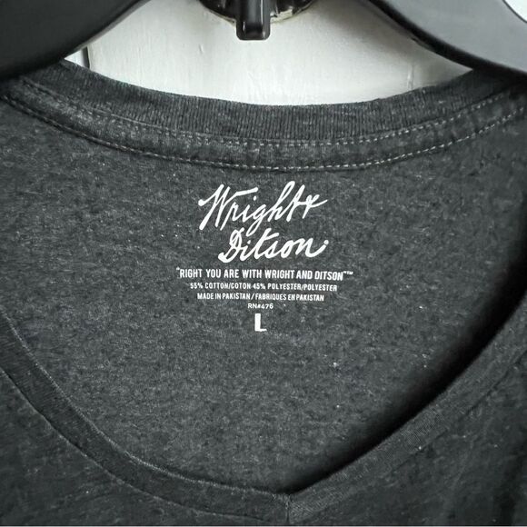 Wright & Ditson Pocono Raceway Gray V-Neck Casual Cotton Spring Summer T-Shirt L - Picture 3 of 4